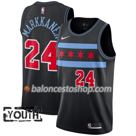 Camiseta Niños NBA Chicago Bulls Lauri Markkanen 24 2018-19 Nike City Edition Negro Swingman